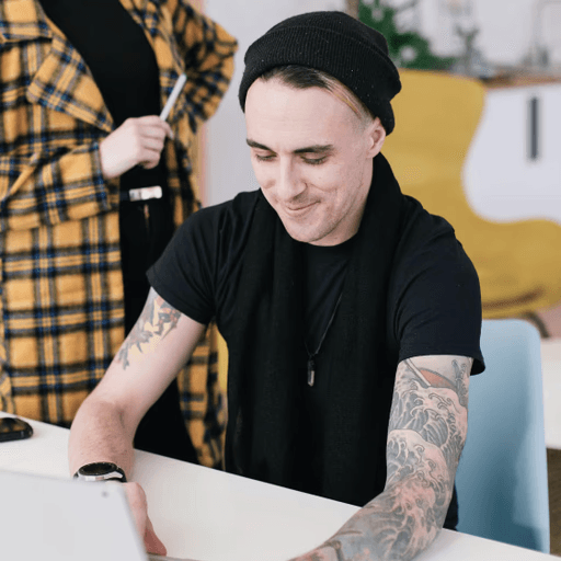 Person working at laptop